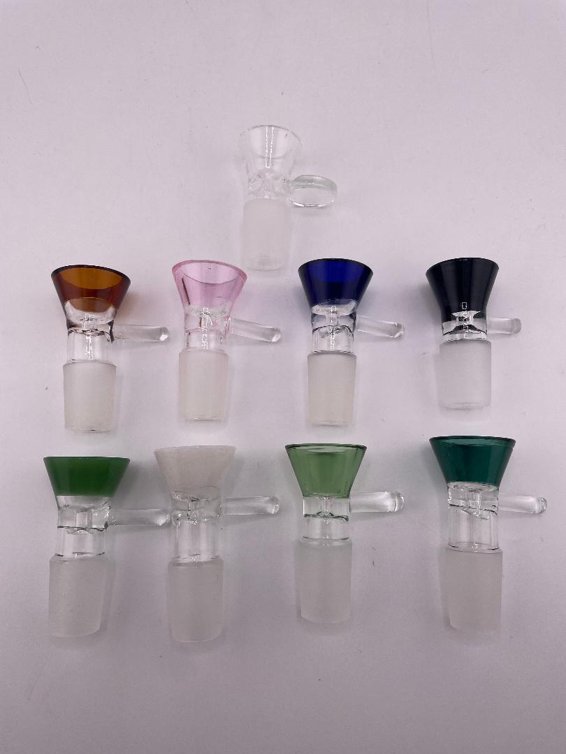 Import Glass 18mm Bowl / Slide - Colored Funnel w/ Handle