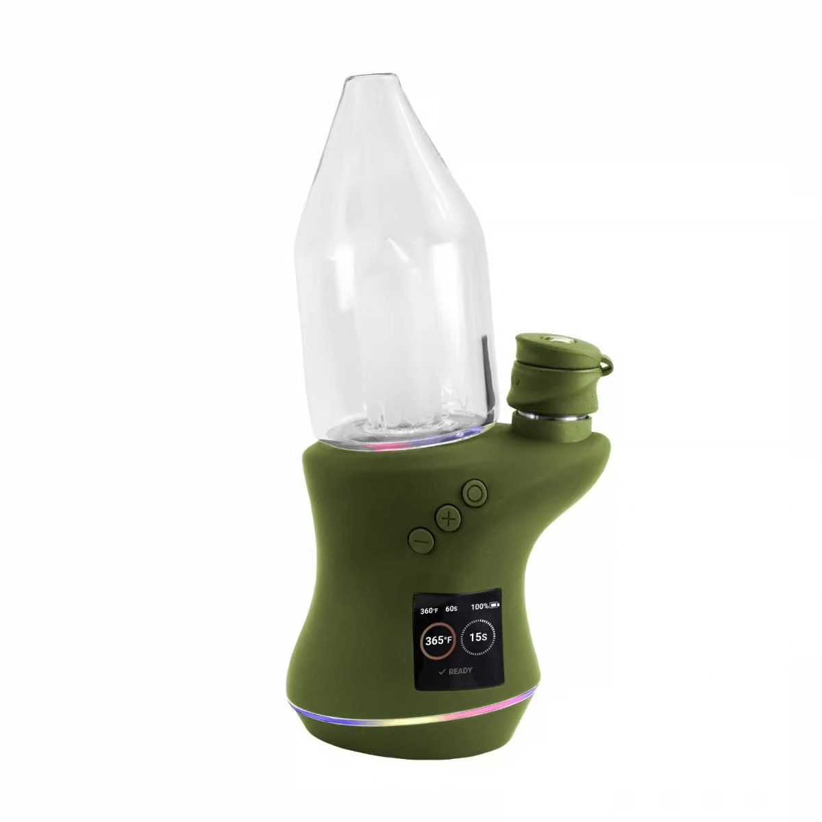 Focus V Carta 2 Smart Rig in matte green, showcasing advanced portable dabbing technology for a stylish sesh.