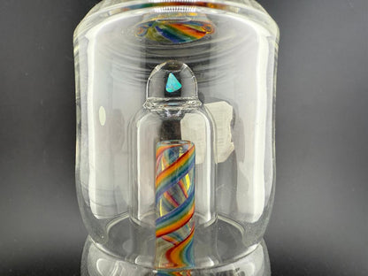 Crondo Rainbow Dr. Dabber Evo Top Replacement Glass with vibrant rainbow fume work, designed for Boost Evo rigs.