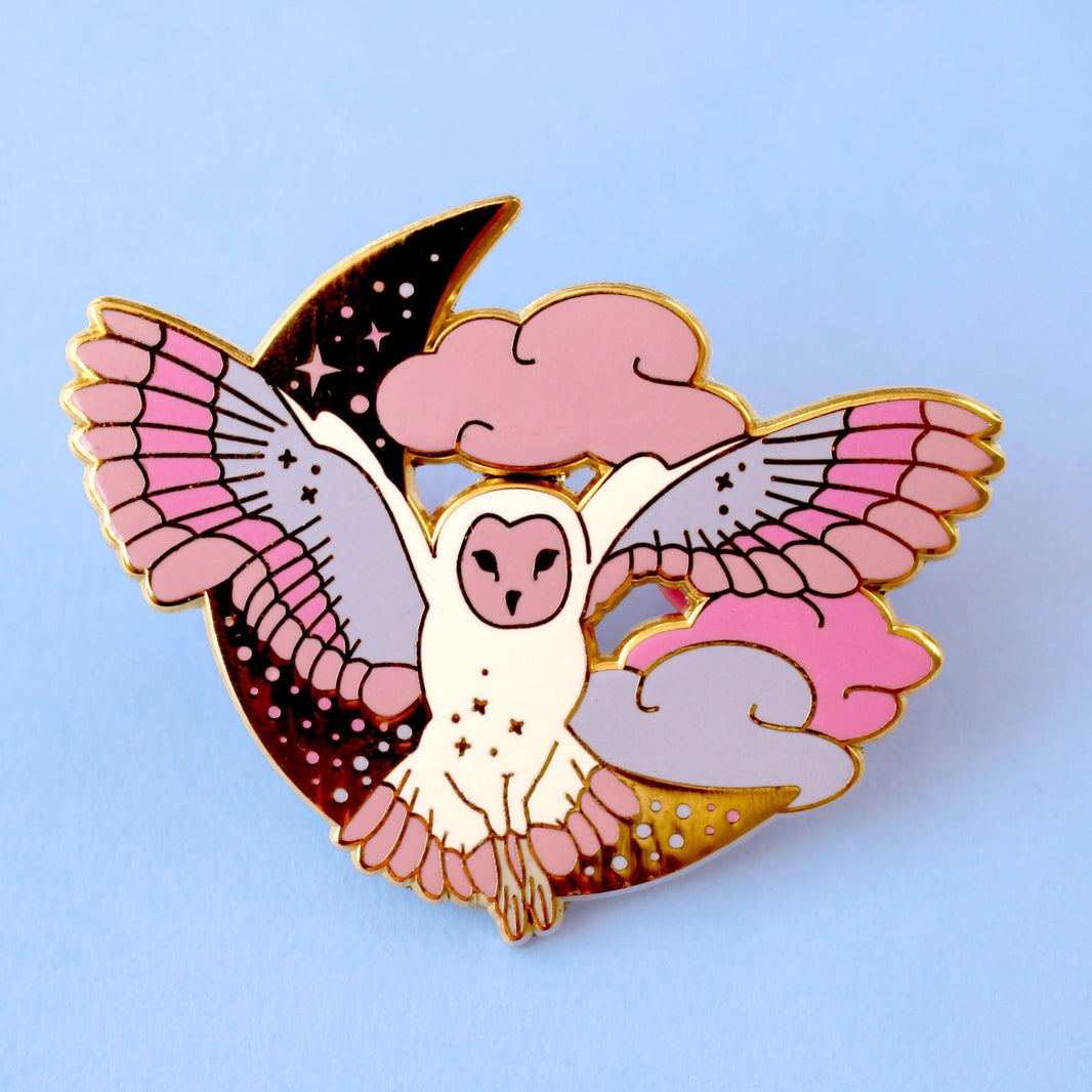 Glitter Punk Midnight Owl Enamel Pin