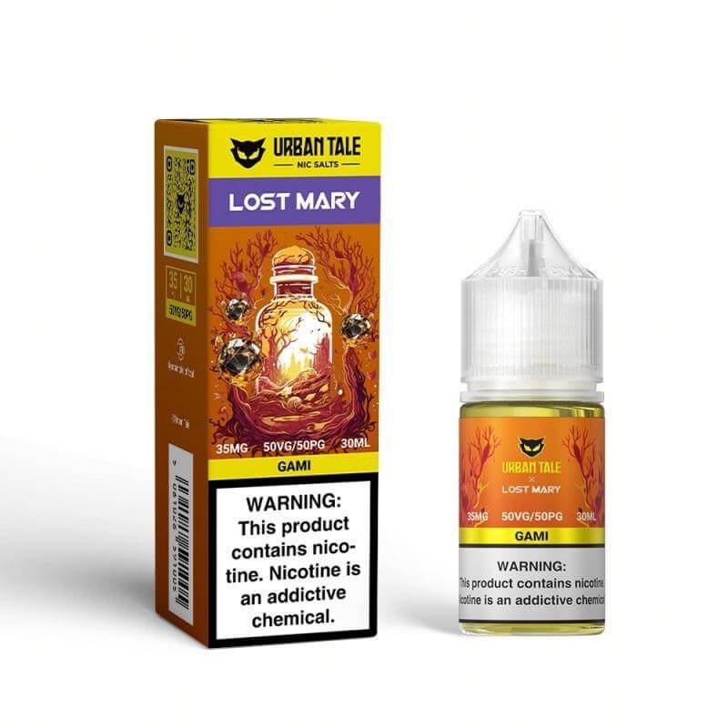 Urban Tale Lost Mary Salt Nic e-liquid bottle and packaging, offering smooth nicotine salt vaping experience.