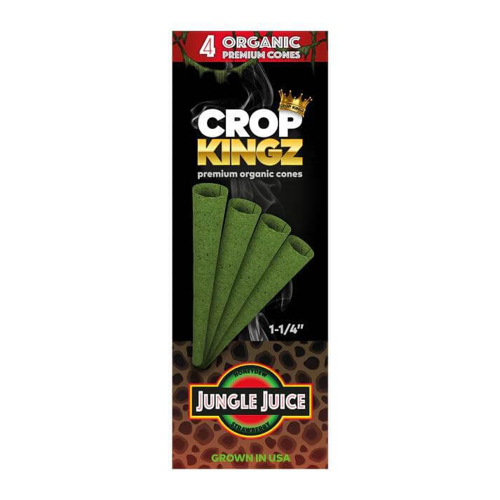 Crop Kingz Organic Hemp Cones 1 1/4 Size, 4 pack - Jungle Juice flavor, premium quality pre-rolled cones.