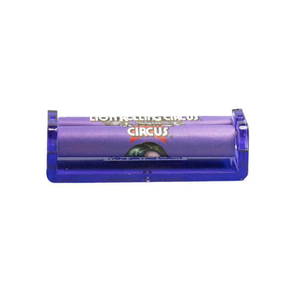 Lion Rolling Circus 79mm rolling machine in vibrant purple for perfect rolls, featuring a circus-themed design.