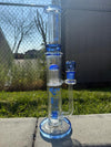Diamond Glass 16" Inline Triple Flower Piece 14mm 90°