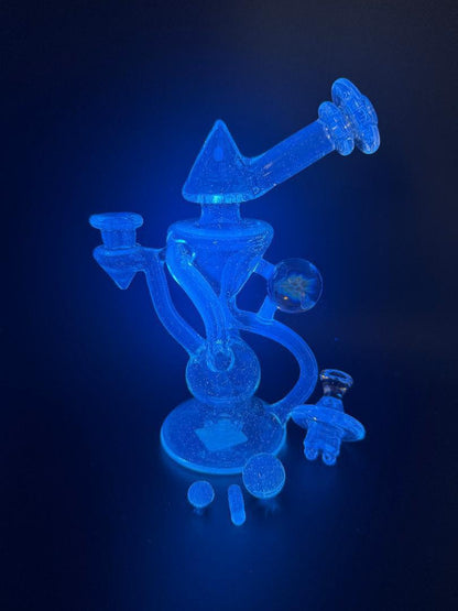 Mank Glass UV Bluev Recycler 10mm 90° w/ Spinner cap and Slurper Set