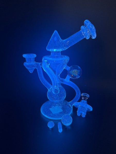 Mank Glass UV Bluev Recycler 10mm 90° w/ Spinner cap and Slurper Set