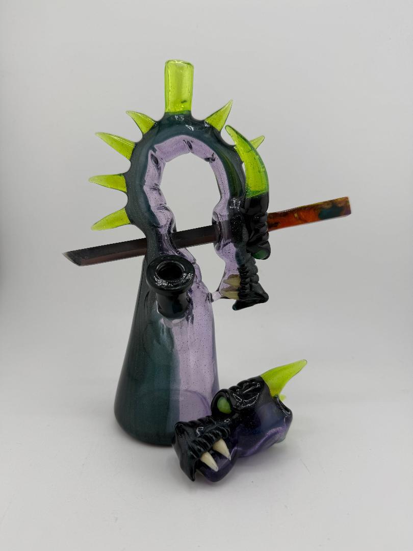 Kazy Glass Green / Purple Dragon 10mm 45° w/ Matching Pendant