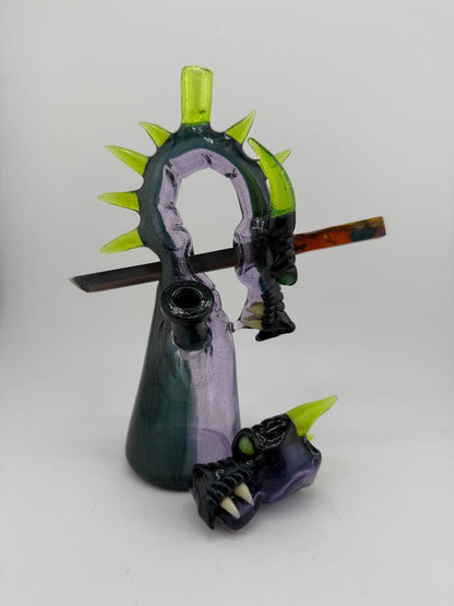 Kazy Glass Green / Purple Dragon 10mm 45° w/ Matching Pendant