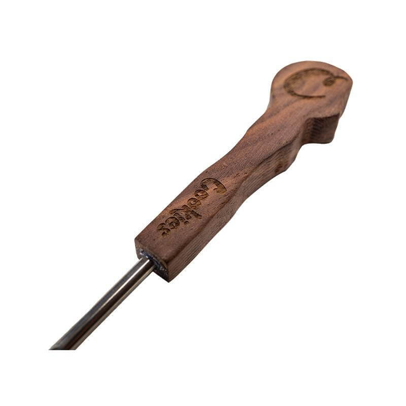 Close-up of Cookies Wax Dab Tool featuring a wooden handle and stainless steel tip, ideal for concentrate enthusiasts.