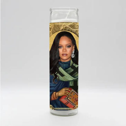 Bobbyk Saint Candles featuring a tall prayer candle with a pop culture icon design.