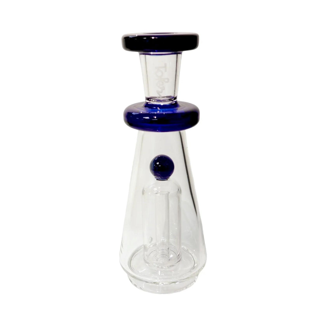 Tokr Glass Puffco Peak Glass Replacement - Triple Accent Cone with blue accents and two hole perc design.