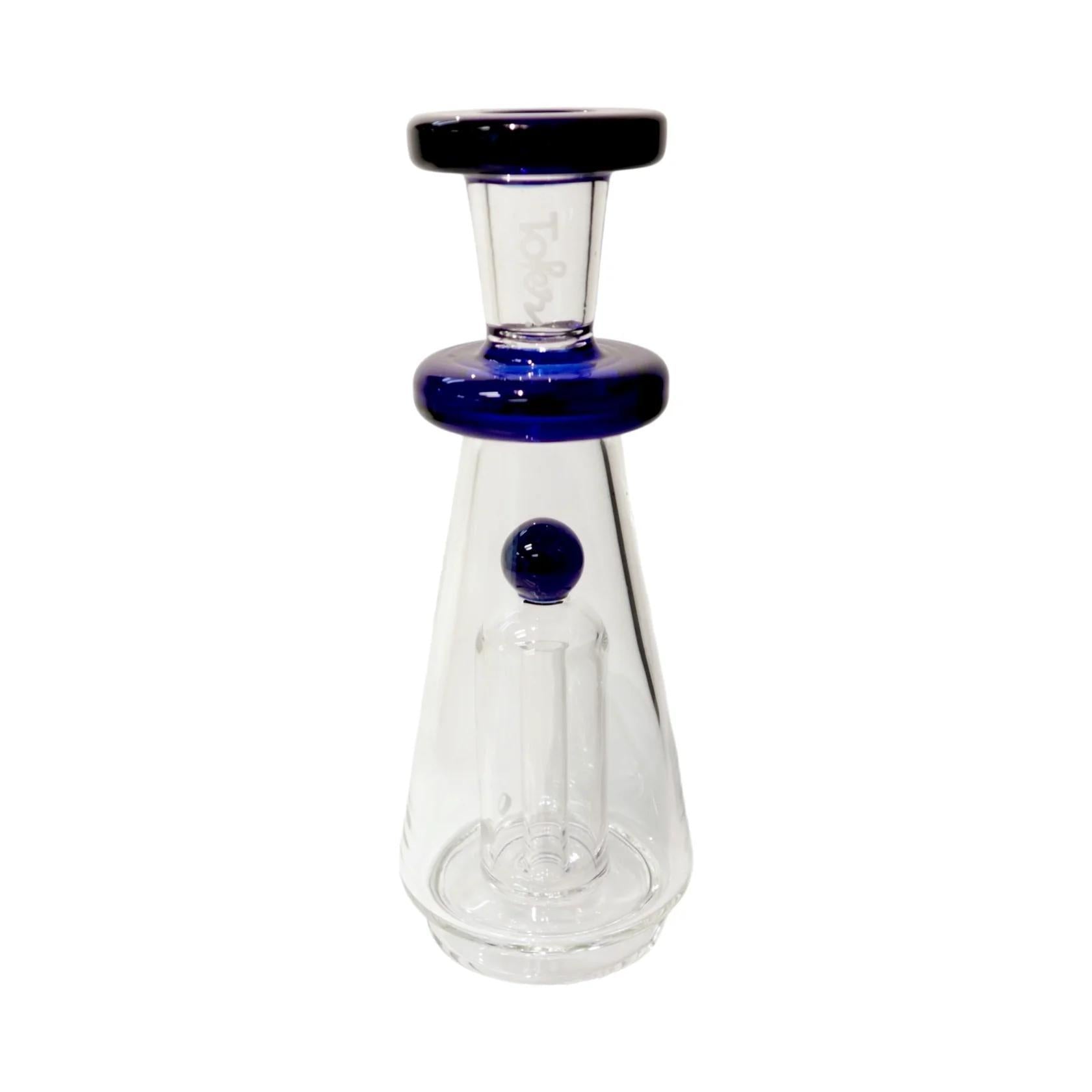Tokr Glass Puffco Peak Glass Replacement - Triple Accent Cone with blue accents and two hole perc design.