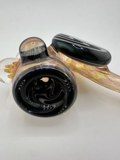 Highgrade Glass Sherlock Pipe - Fumed Checkerboard w/ wig wag pendant