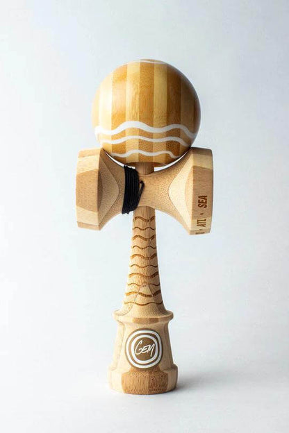 Sweets Kendama George Marshall V3 in bamboo with clean design and engravings, ideal for kendama enthusiasts.