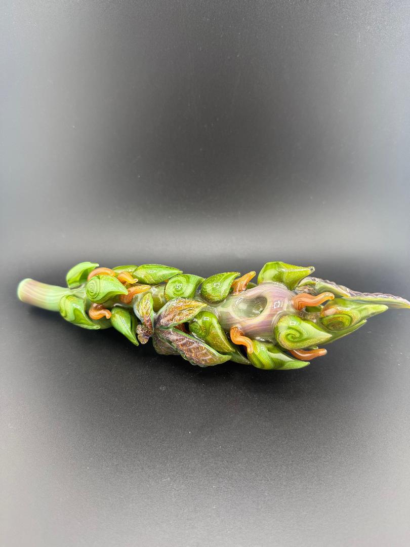 Mr. Gray Glass Large Dichroic Leaf Nug Stem Pipe