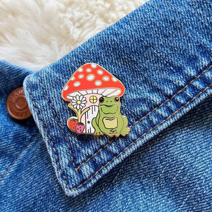 Wildflower Co. Frog & Mushroom Enamel Pin