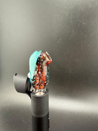 Paulson Pieces Puffco Pivot Glass Replacement Top W/ Auto Spinning Pearl Feature - Crushed Opal Red & Teal Side Shooter