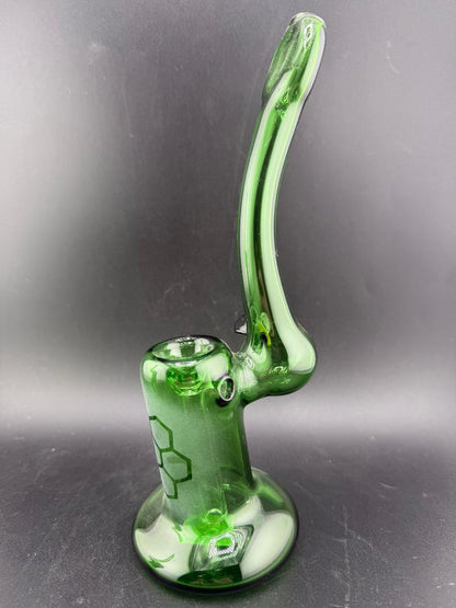Filla John Glass Bubbler - Sandblasted Honeycomb w/ Bee Attachment