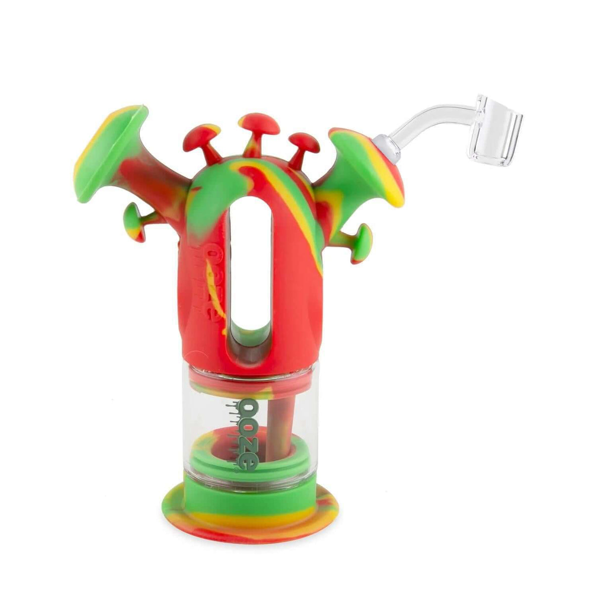 Ooze Trip Pipe Silicone Water Bubbler & Dab Rig with vibrant mushroom design for versatile smoking and dabbing.