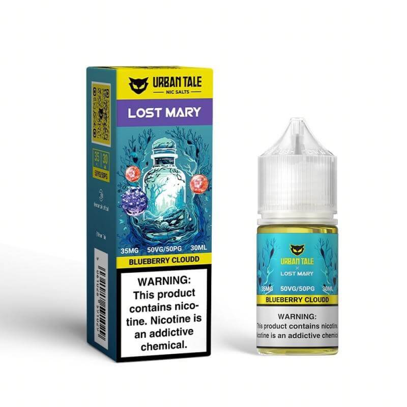 Urban Tale Lost Mary Salt Nic e-liquid with blueberry flavor and 30ml bottle for vapers.