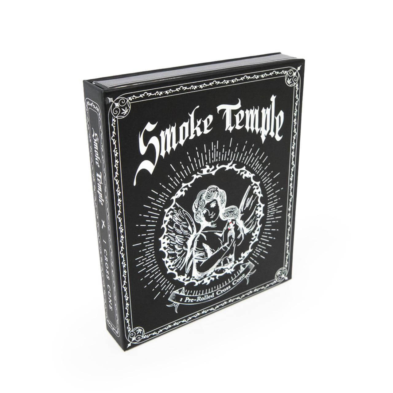 Smoke Temple Book Box featuring pre-rolled cross cones, designed for an elevated smoking experience.