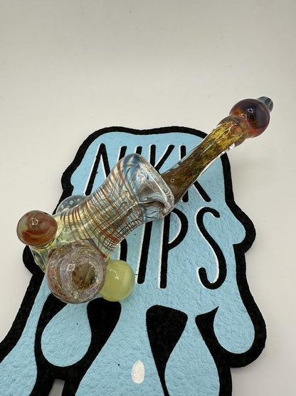 Tuck Glass Flower Bubbler- Multi Section w/ Marble Attachments