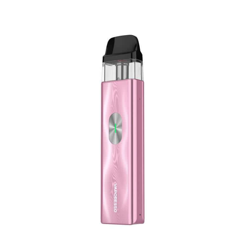 Vaporesso XROS 4 Mini in pink, featuring COREX 2.0 technology and adjustable airflow for enhanced vaping.