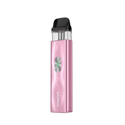 Vaporesso XROS 4 Mini in pink, featuring COREX 2.0 technology and adjustable airflow for enhanced vaping.