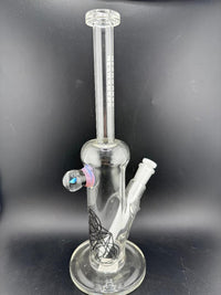 Highgrade Glass Flower Straight Tube - 10" Mini Opal Marble & Bake On Sacred Geometry 10mm 45°