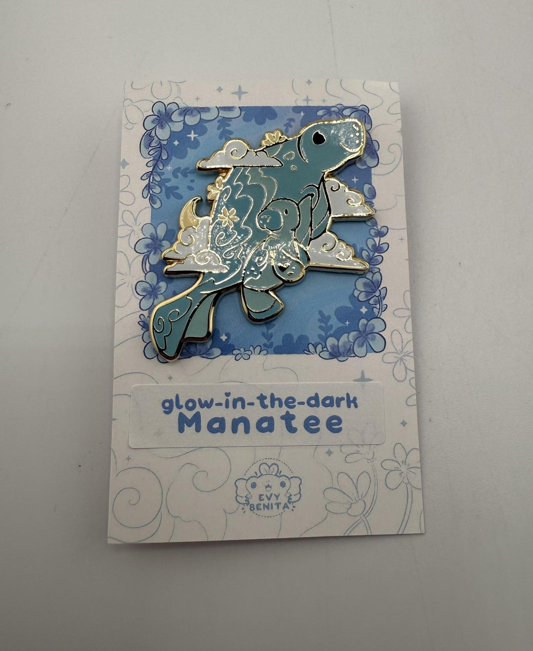 Evy Benita Pin - Glow-in-the-Dark Manatee