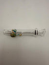 Home blown glass blunt slider with colorful accents, handcrafted for enhanced airflow and control.