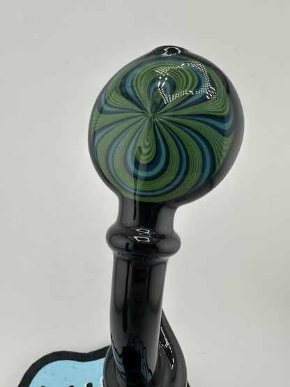 Filla John Glass Flower Bubbler - Black w/ Wig Wag Mouth Piece