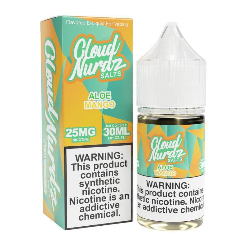 Cloud Nurdz 30ml Aloe Mango e-liquid with nicotine for smooth vaping experience.