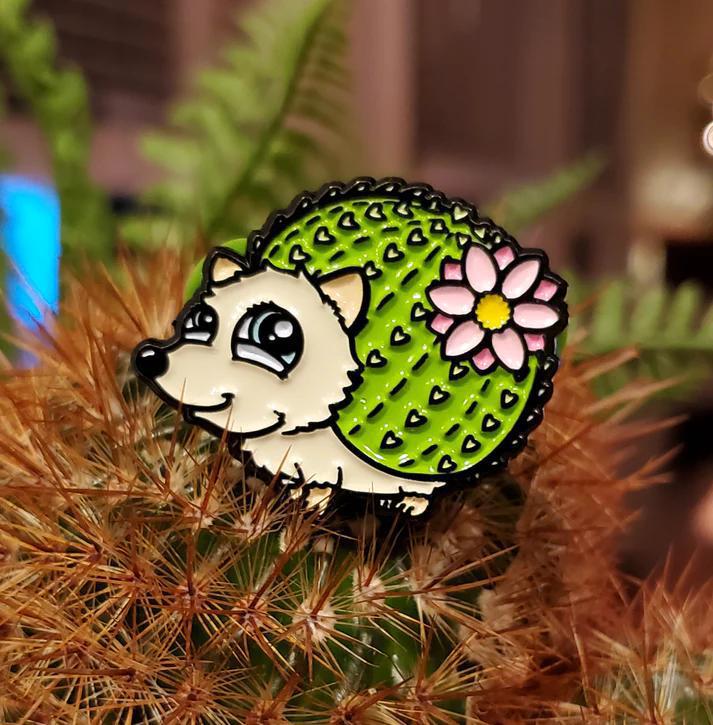 Kolorspun Enamel Pin - Hedgehog Cactus