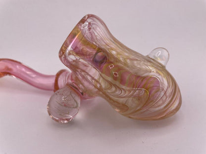 Guido Glass Sherlock Pipe - Full Gold Fume w/ Opal Encasements