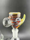 Highgrade Mike Heady Horned Bowl with vibrant colors and a unique shape, showcasing intricate flame-work design.