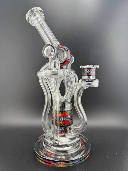 Domer Glass Double  Recycler Quad Uptake Milli Chip Stack 10mm Recycler