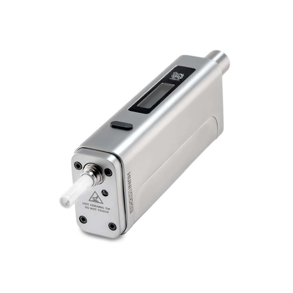 Huni Badger Portable Device Pro with ceramic heating tip for herbal extracts, sleek design and LED indicator.