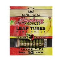 King Palm 25pc Strawberry Banana Mini Rolls, all-natural hemp wraps for a flavorful smoking experience.