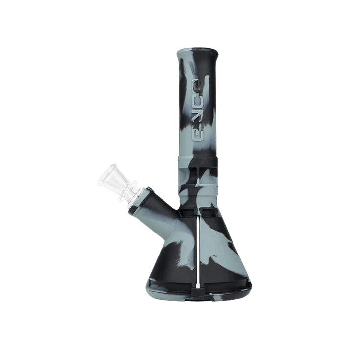 Eyce Mini Beaker silicone water pipe, compact design with storage, steel poker included, 7.25 inches tall.