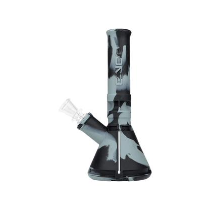 Eyce Mini Beaker silicone water pipe, compact design with storage, steel poker included, 7.25 inches tall.