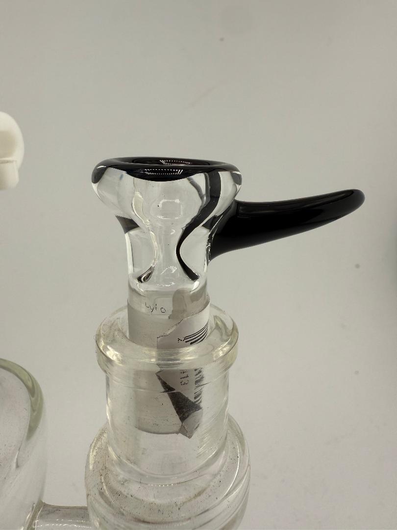 Lylo Glass Color Accent 14mm Bowl with sleek black handle and clear glass design, handcrafted in Spokane, WA.
