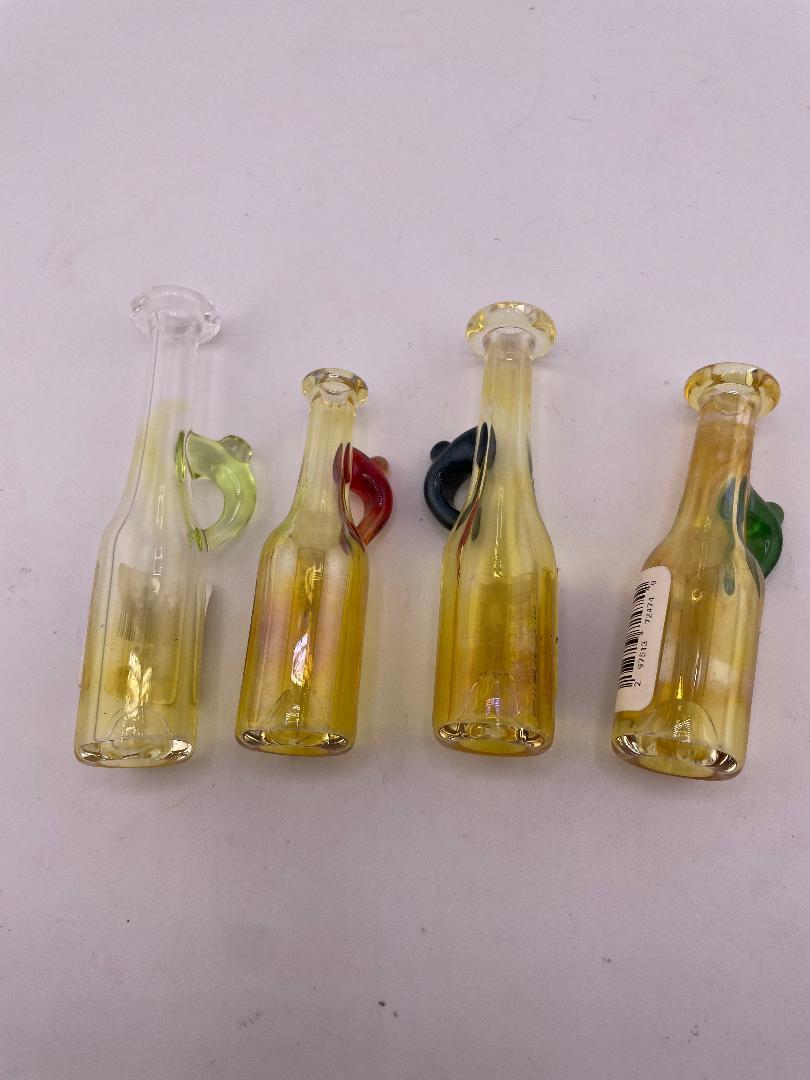 Brando Glass Onie / Chillum Pipe - Fumed Bottle w/ Color Handle