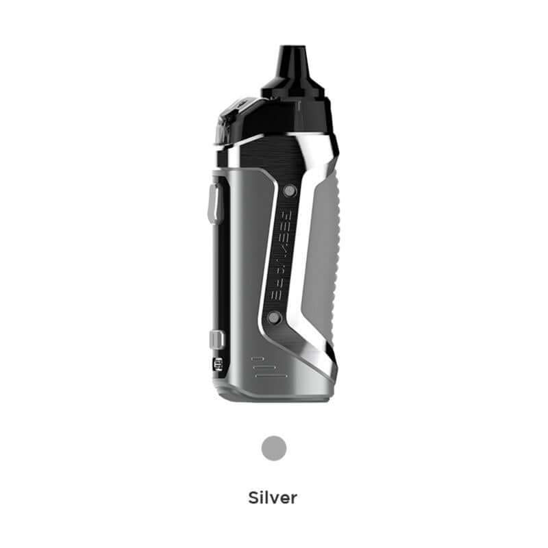 GeekVape B60 Kit in silver color showcasing its sleek leakproof design and ergonomic shape.