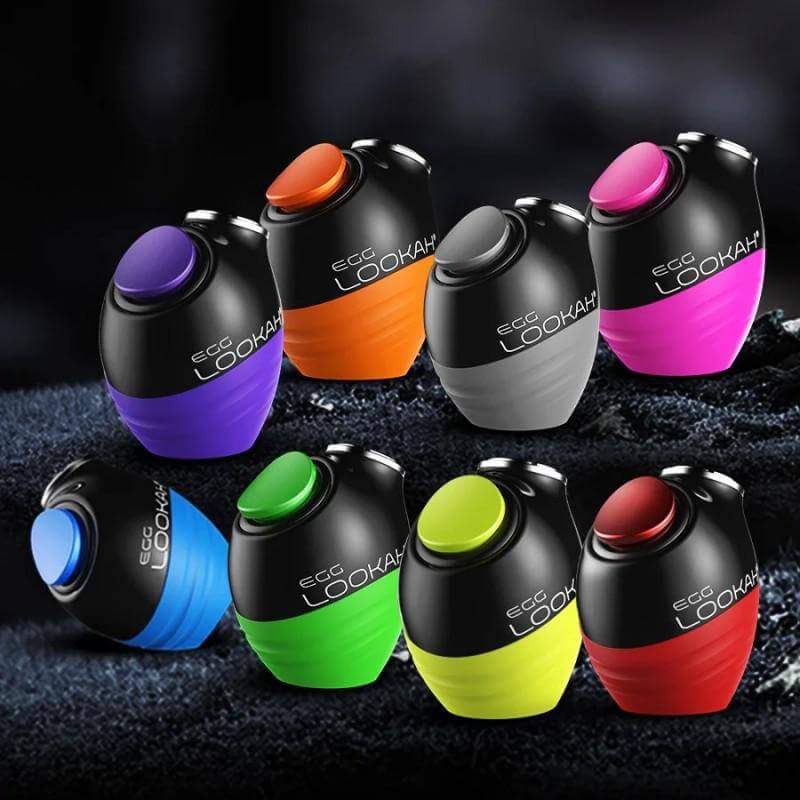 Colorful Lookah Egg 510 thread batteries in various colors including purple, orange, gray, pink, blue, green, and yellow.