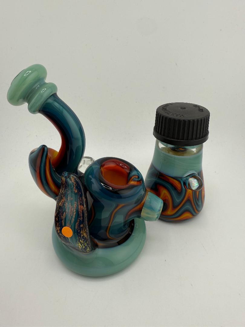 Highgrade Glass Jar & Pipe Set Teal