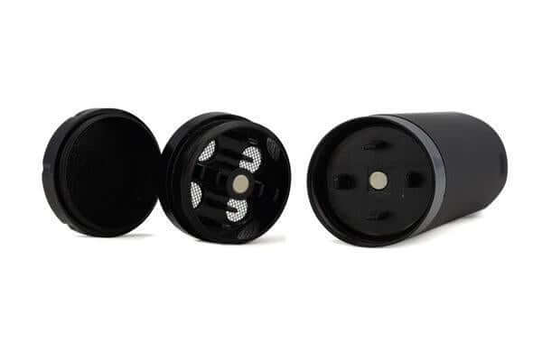 Yocan iShred Vaporizer grinder, featuring a black design with multiple compartments for efficient herb grinding.