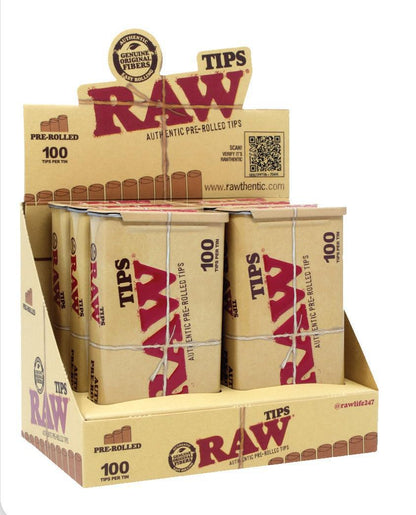 RAW Rolling Papers Tips 100 Pack Tin