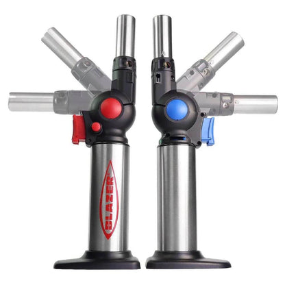 Blazer Flexible Turbo Butane Torch FX-1000 showcasing dual versions with adjustable flame features.