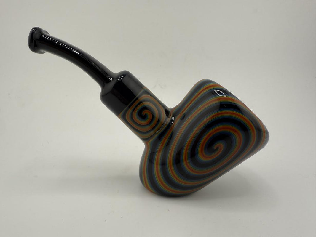Mcdoogle lined work poker pipe with colorful spiral design, perfect for smoking enthusiasts.